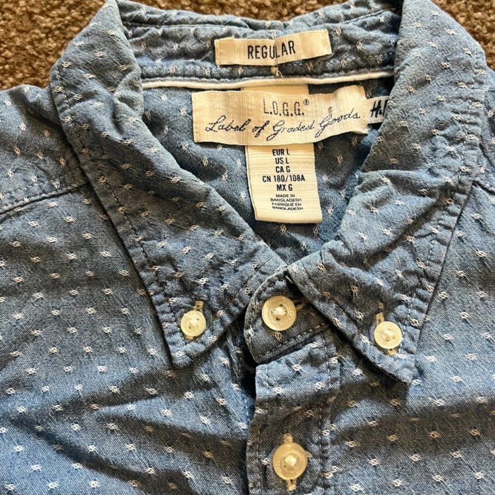 LOGG Men's Button Down Dress Shirt Size L